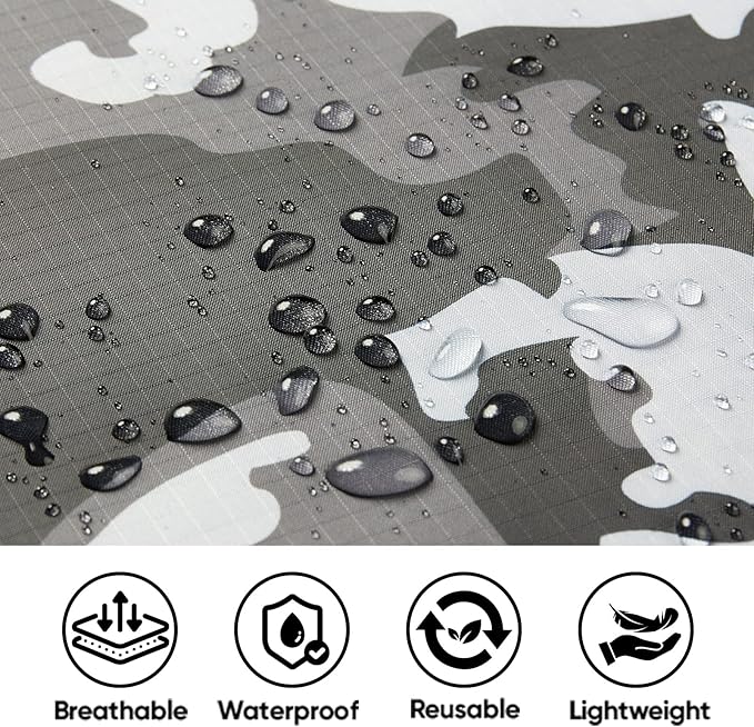 PTEROMY Hooded Rain Poncho for Adult with Pocket, Waterproof Lightweight Unisex Raincoat for Hiking Camping Emergency