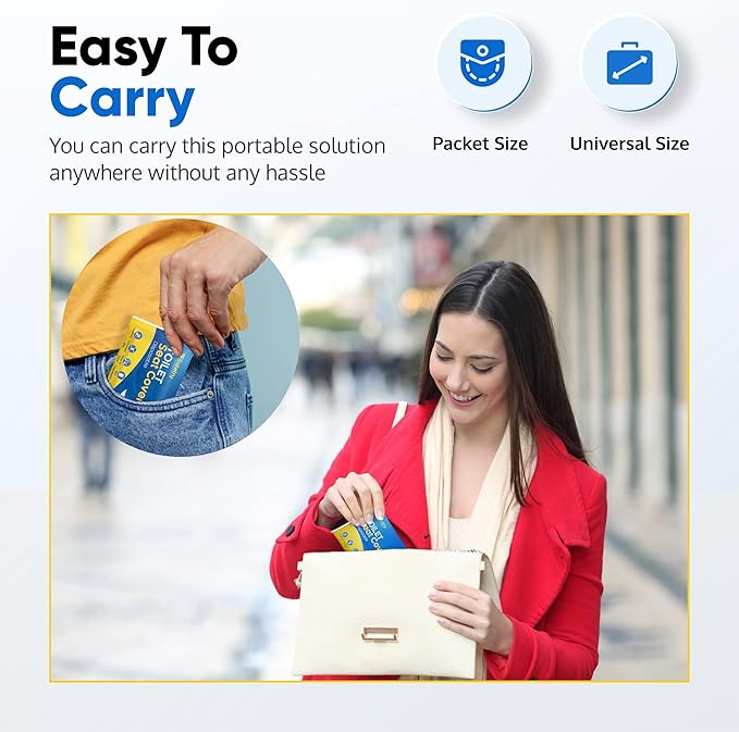Toilet Seat Covers Disposable Flushable Travel Pack of 50 XL-Disposable Toilet Seat Covers-Biodegradable Paper-Kids Men Women Adults Toiletries-Airplane Camping Travel Essentials Accessories