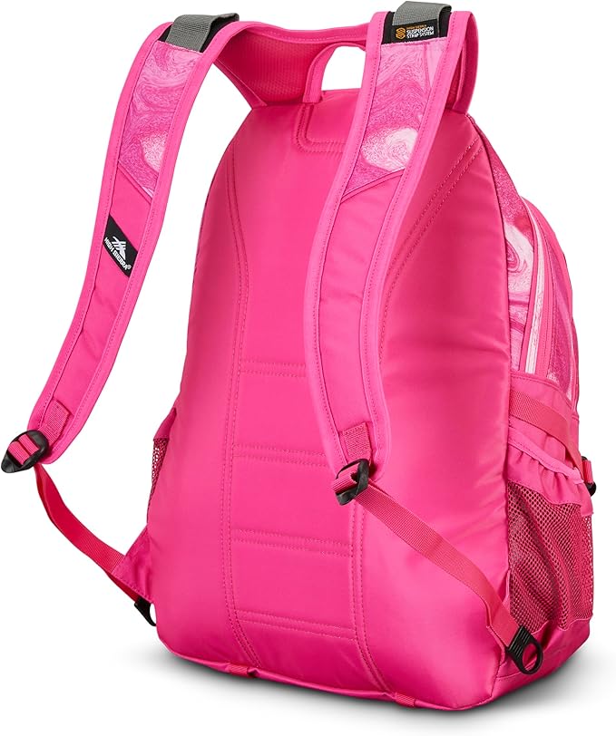 High Sierra Loop-Backpack, School, Travel, or Work Bookbag with tablet-sleeve, Flamingo Marble Swirl, One Size