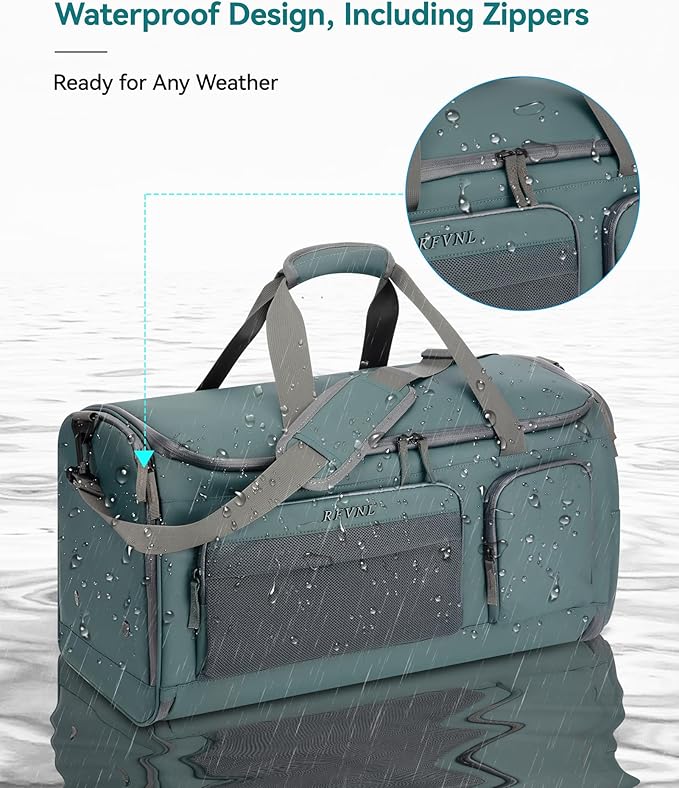 Large 3 In 1 Waterproof Garment Duffle Bags for Travel with Shoe Compartment, Mens Carry On Convertible Garment Bags for Travel Combo with Wet Compartment, Suit Bag Travel for Men and Women (green)