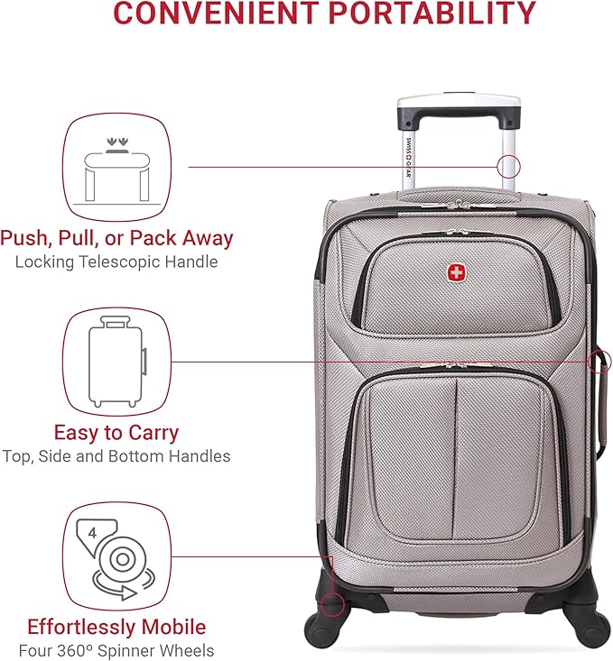 SwissGear Sion Softside Expandable Luggage, Pewter, Carry-On 21-Inch