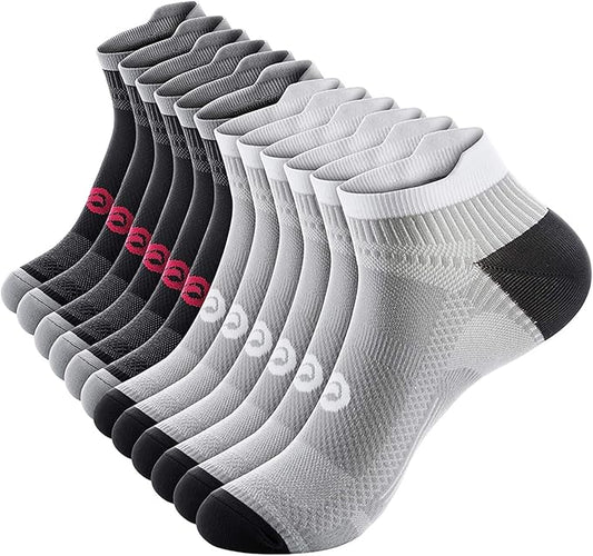 PAPLUS Ankle Compression Sock for Men and Women 2/4/6 Pairs, Low Cut Compression Running Sock with Ankle Support