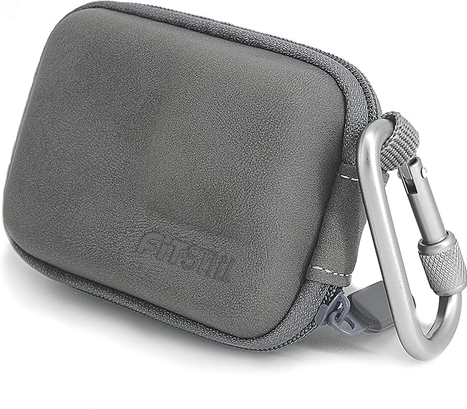 FiTSTILL Grey PU Mini Carrying Case for Go Pro Hero 12/11/10/9/8/7/(2018)/6/5 Black,Hard Shell Travel Storage Case for DJI Osmo Action,AKASO,Campark,YI Action Camera and More