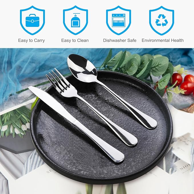 Travel Utensils With Case, Stainless Steel Reusable Portable Utensils Set With Case, Lengnoyp Travel Silverware Set