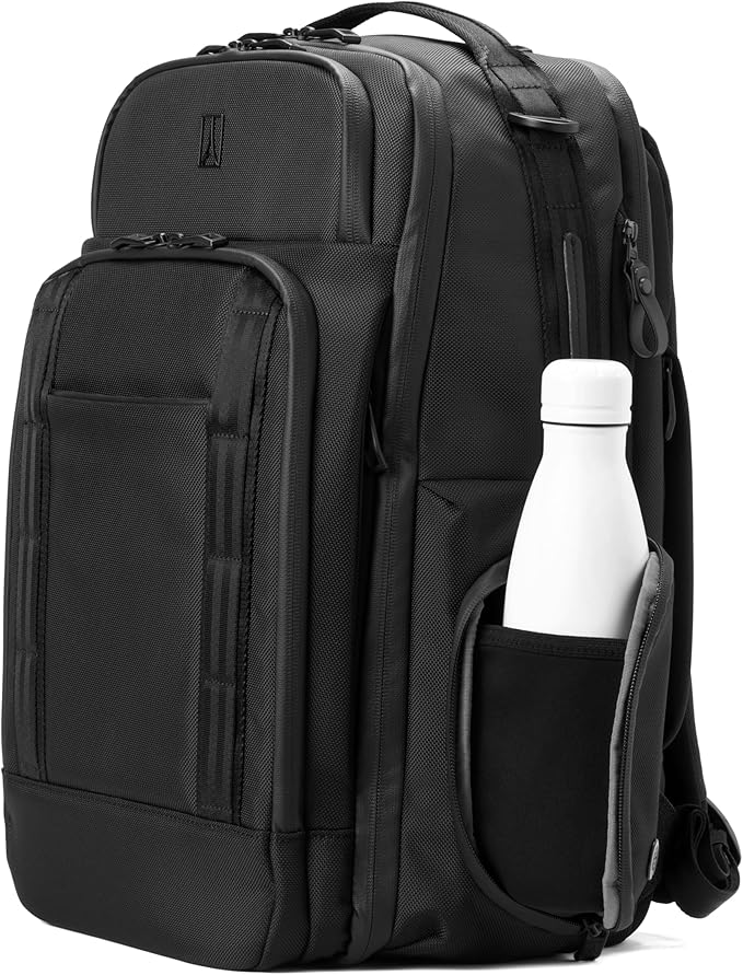 Travelpro Altitude Large Expandable Travel Laptop Backpack 30-36L, 16 Inch Laptop, Water Resistant, Work, Business, Men and Women, Jet Black