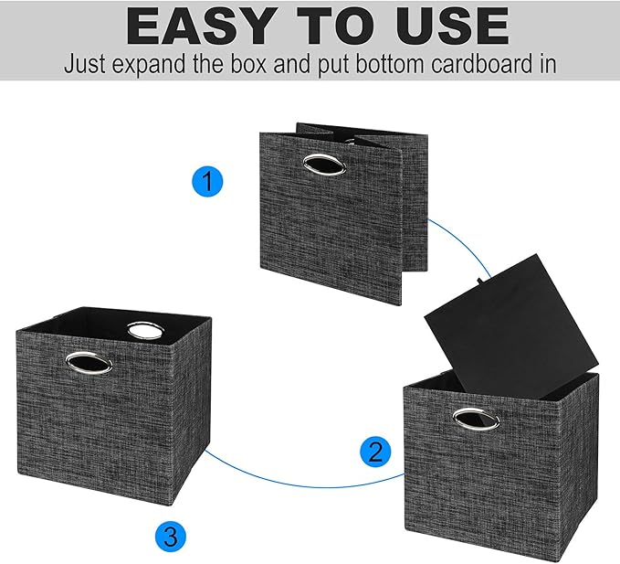 Posprica Storage Cubes,12×12 Storage Bins ,Foldable Storage Baskets Fabric Drawers Containers for Shelf Cabinet Bookcase,Thick and Heavy Duty (4pcs, black)