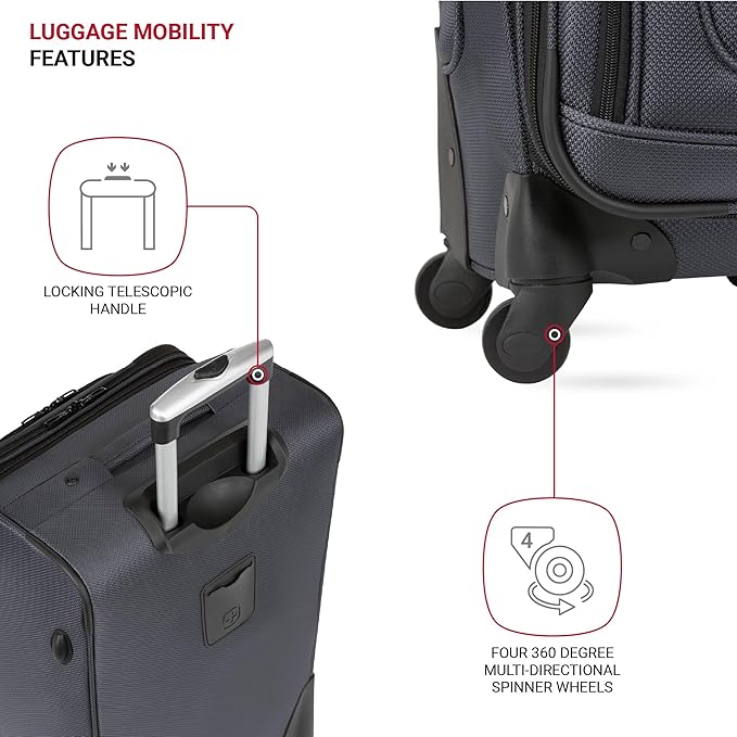 SwissGear Sion Softside Expandable Luggage, Dark Grey, 2-Piece Set (21/25)