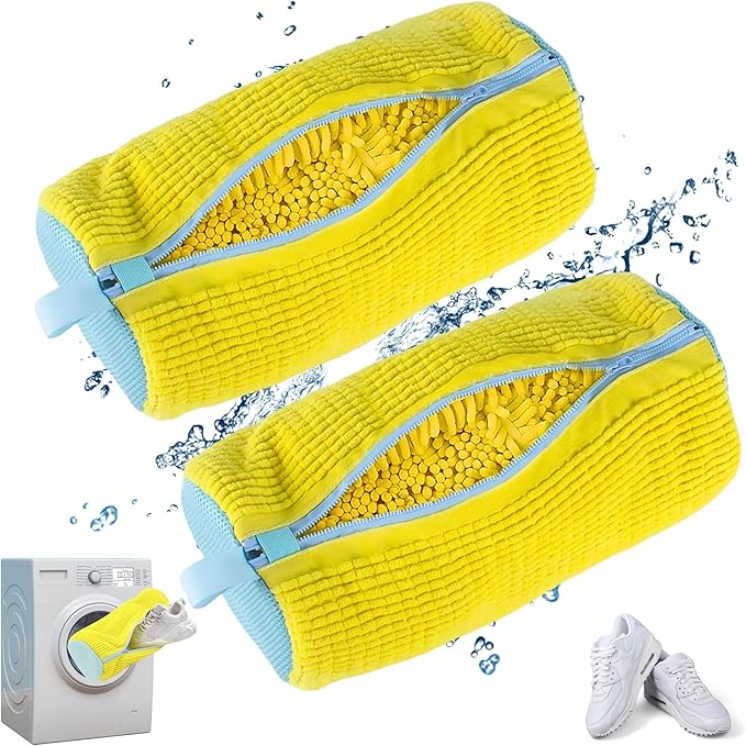 Shoe Washing Machine Bag | Laundry Shoe Bag for Washer and Dryer - Reusable Sneaker Washing Bag with Extra Strength & Secure Zipper | For All Shoes Types | Protects & Cleans Shoes - 2 Pack Large Size