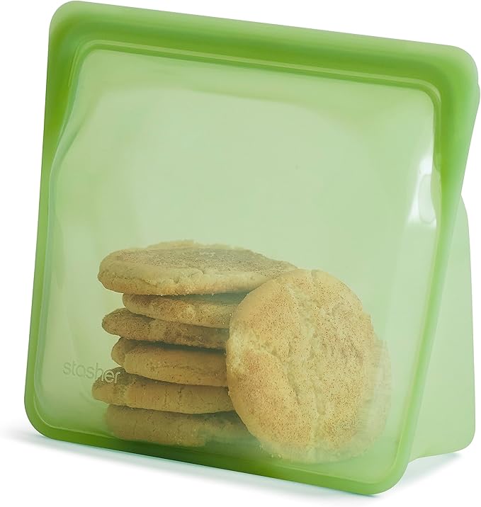 Stasher Premium Silicone Reusable Food Storage Stand-Up Bag Mega, Green, Microwave, Sous Vide, Dishwasher, Oven and Freezer Safe, BPA Free, Leak-free, Eco-friendly, 104 Oz