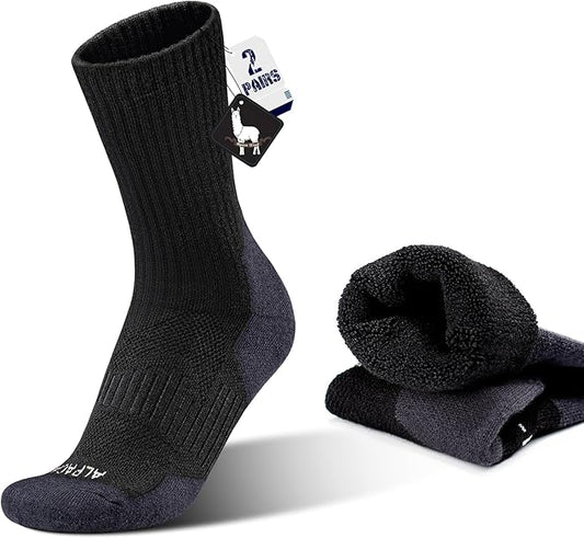 Alpaca Wool Hunting Socks 2 pairs for Men Women, Thermal Warm Compression Thick Winter Cushioned Hiking Boot Moisture Wicking