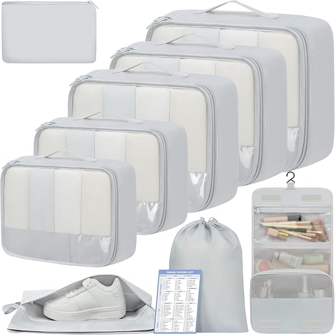 BAGAIL 9 Set Packing Cubes Luggage Packing Organizers for Travel Accessories