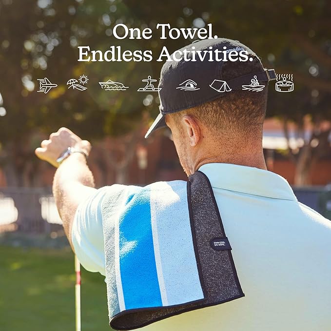 Nomadix Mini Towel - Perfect for Beach, Pool, Travel, Camping, Yoga - Made with Recycled Materials - Super Absorbent - Sand Resistant - Stripes Retro - 16x40