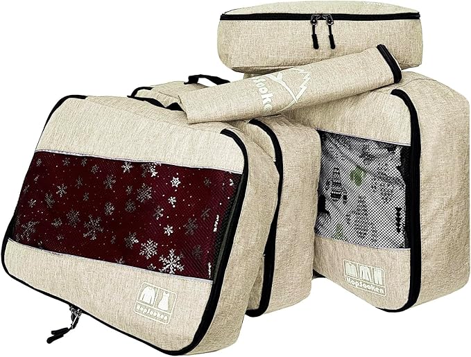 5 Set Packing Cubes for Travel Large Suitcase Luggage Organizer Bags Travel Accessories Vacation 4 Cubes 1 Laundry Pouch Bag