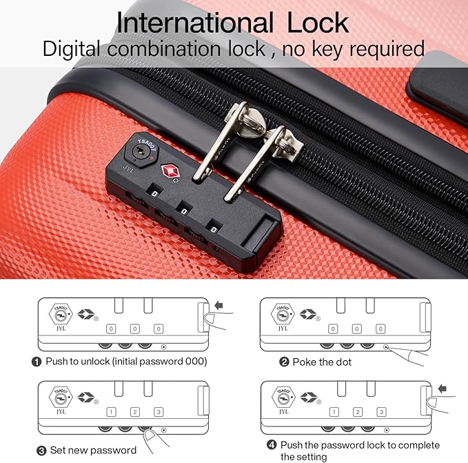 Hanke 20 Inch Expandable Carry on Luggage 22x14x9 Airline Approved Lightweight PC Hard Shell Suitcases with Wheels Tsa Luggage Rolling Suitcase Travel Luggage Bag for Weekender(Orange)