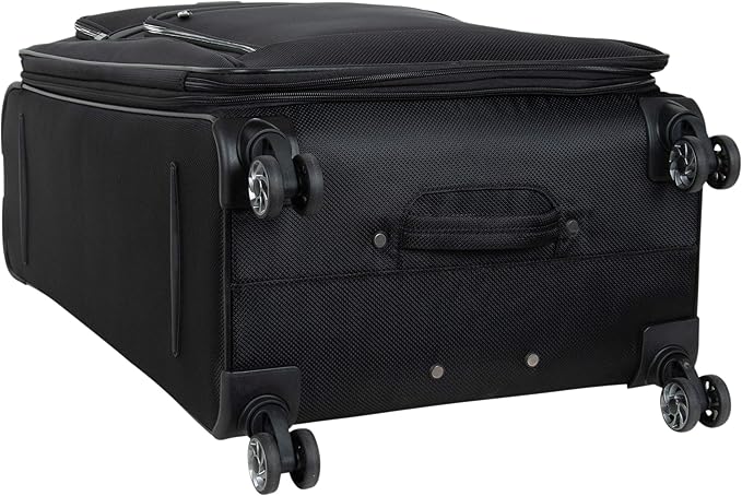 Kenneth Cole REACTION Rugged Roamer Lightweight Softside Expandable 8-Wheel Spinner Luggage, Black, 2-Piece (20” Carry-On/28” Check Size)