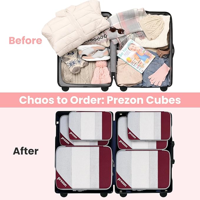 8 Set/6 Set/4 Set Compression Packing Cubes for Travel, Lightweight Vacation Travel Essentials, Travel Accessories for Suitcase Organizer Bags Set, Durable Luggage Organizer