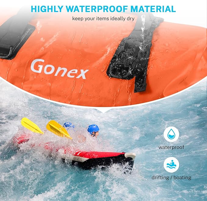 Gonex 40L 60L 80L Extra Large Waterproof Duffle Travel Dry Duffel Bag Heavy Duty Bag with Durable Straps & Handles for Kayaking Paddleboarding Boating Rafting Fishing