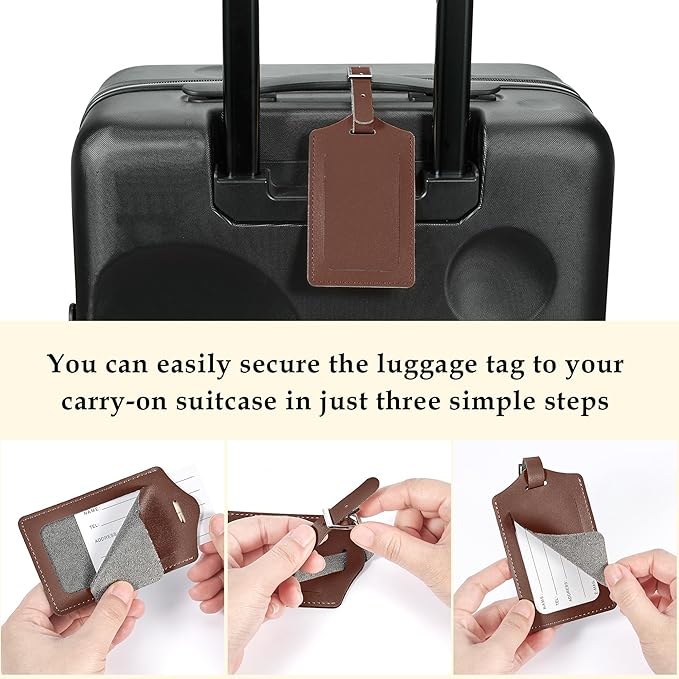 8 Pack Leather Luggage Travel Bag Tags by Travelambo