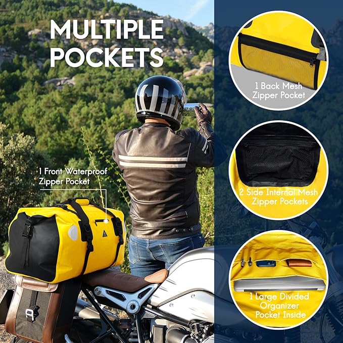 Haimont Waterproof Duffel Bag Roll-top Dry Duffel Bag with Quick-fixed Straps for Motorcycling, Rafting, Boating, SUP, Kayaking, Travel, 50L/70L