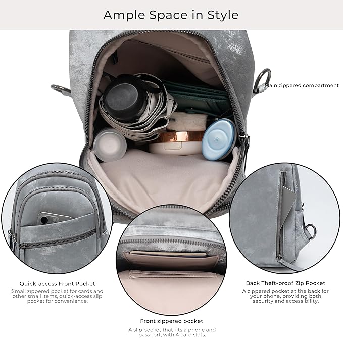 Alldaily Large Sling Bag for Women Crossbody Purse Leather Fashionable Trendy Chest Bag for Travel, Fanny Pack (Sleek Grey)