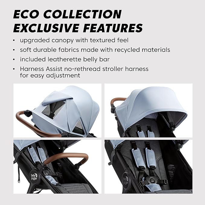 Baby Jogger City Mini GT2 Single Stroller Eco-Friendly Series Slate Fog Four-Way Use with Infant Car Seat Adapters Included