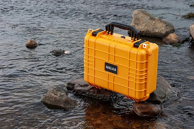 MEIJIA Portable All Weather Waterproof Camera Case With Foam,Fit Use of Drones,Camera,Equipments,Pistols,15.98x12.99x6.85inches