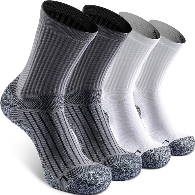 Elite Cushioned Compression Mid-crew Socks 4-Pack for Youth Women Men