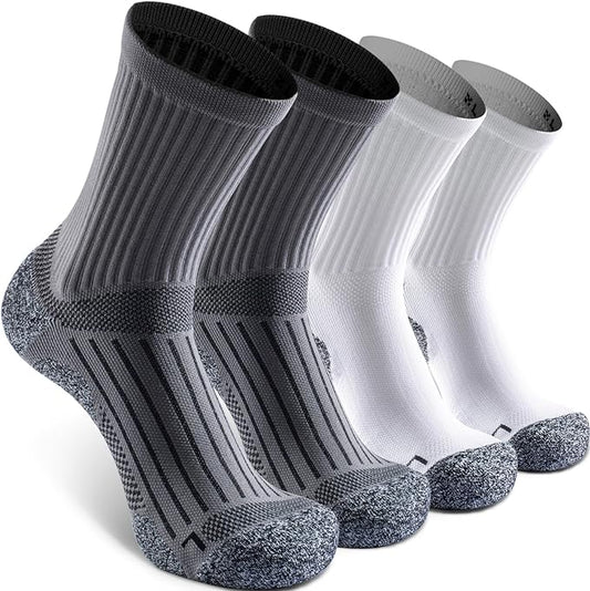 Elite Cushioned Compression Mid-crew Socks 4-Pack for Youth Women Men