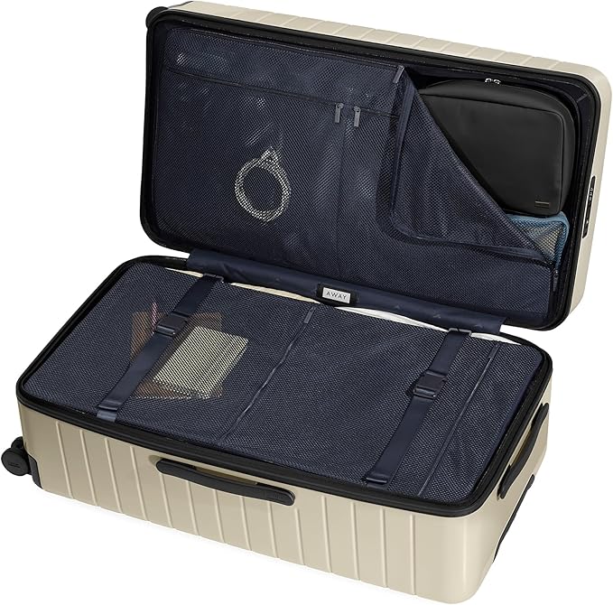 Away Large Trunk Luggage, 31 Inch Hardside Suitcase with Spinner Wheels, Lightweight & Durable, TSA Lock, Ideal for Long Trips, Salt White
