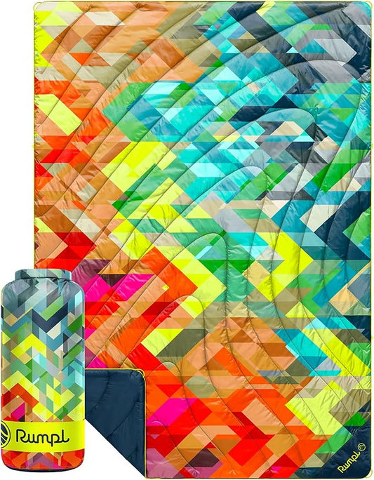 Rumpl Original Puffy Blanket - Warm, Water-Resistant Camping Blanket with 100% Recycled Synthetic Insulation, 52"x75", Original Puffy V2, Geo Fresh