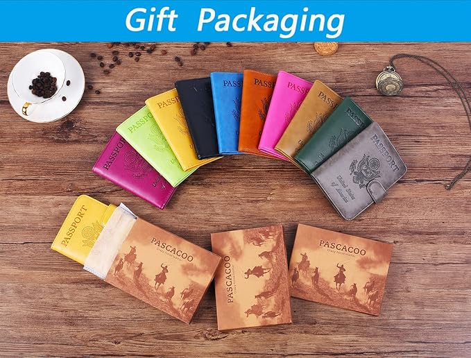 Passport Holder Cover Wallet RFID Blocking Leather Card Case Travel Accessories for Women Men (Black)