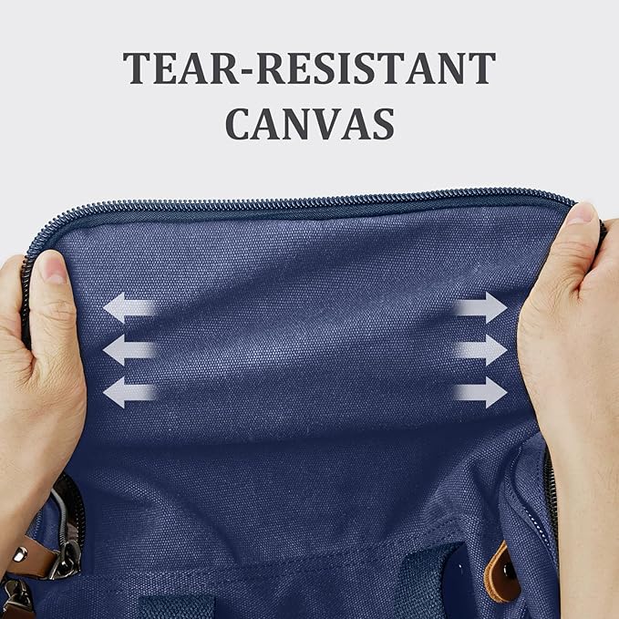 Gonex Canvas Duffle Bag for Travel 50L Expandable Duffel Weekend Overnight Bag men (Blue)