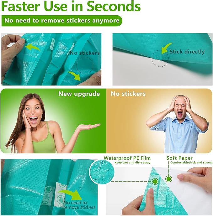 TenFan Disposable Toilet Seat Covers - 70-Pack Waterproof XL Travel Pack, Adhesive Secure Fit for Public Toilets, Camping, Airport & Hospital (Adults & Kids)