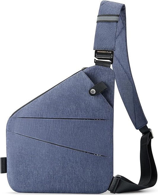 WANDER PLUS® Anti Theft Crossbody Travel Bag for Women Men, Multi-Pocket Crossbody Bag, Slim Sling Bag with Adjustable Strap