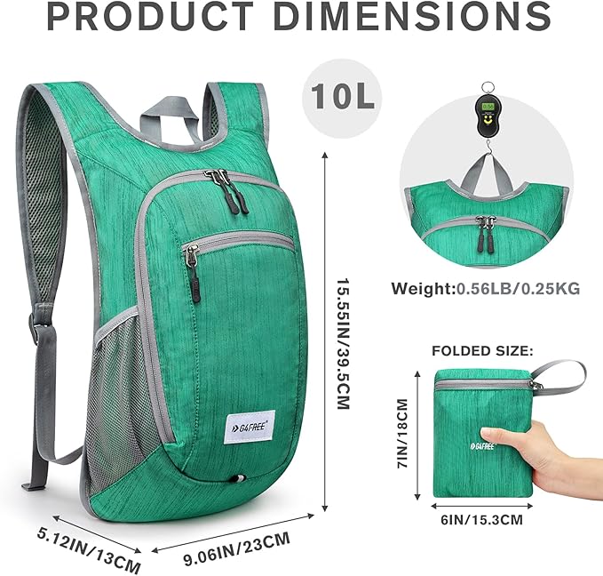 G4Free 10L/15L Hiking Backpack Lightweight Packable Hiking Daypack Small Travel Outdoor Foldable Shoulder Bag