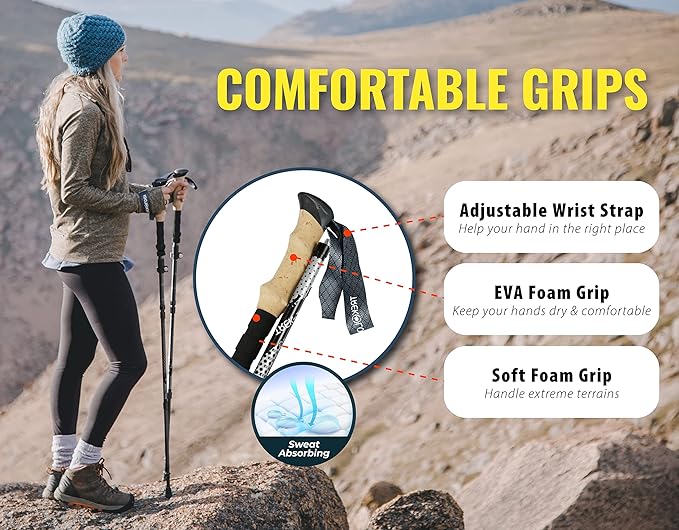 Trekology Trek-Z Collapsible Hiking & Trekking Poles - Balance Support for Seniors, Women, and Men, 2pc Per Set