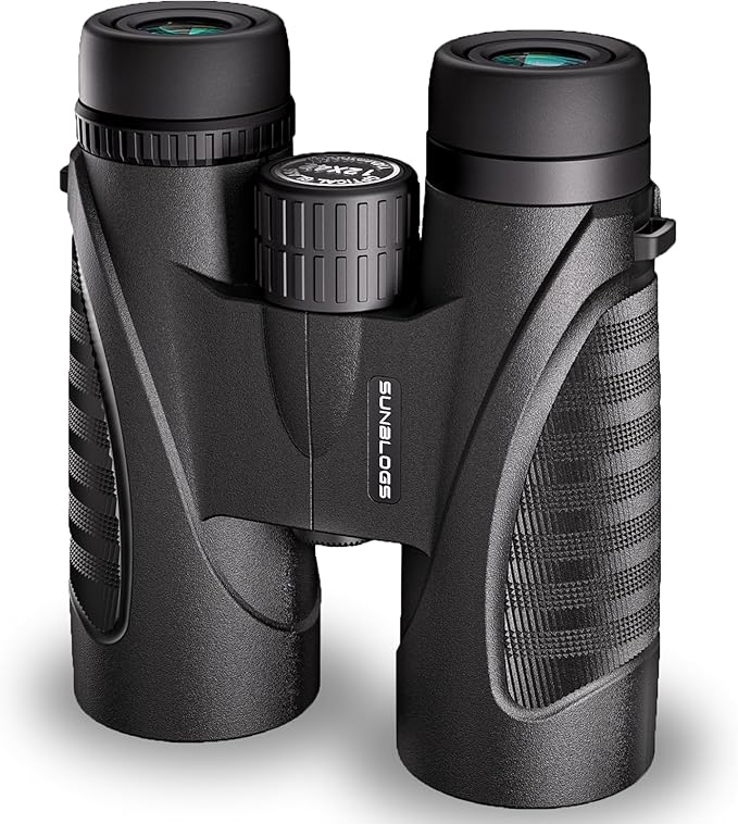 12x42 HD Binoculars for Adults,Super Bright BAK4 Prism High Powered Waterproof Binoculars with Low Light Vision for Bird Watching Outdoor Hunting Travel Hiking Sports Stargazing Cruise (Black)