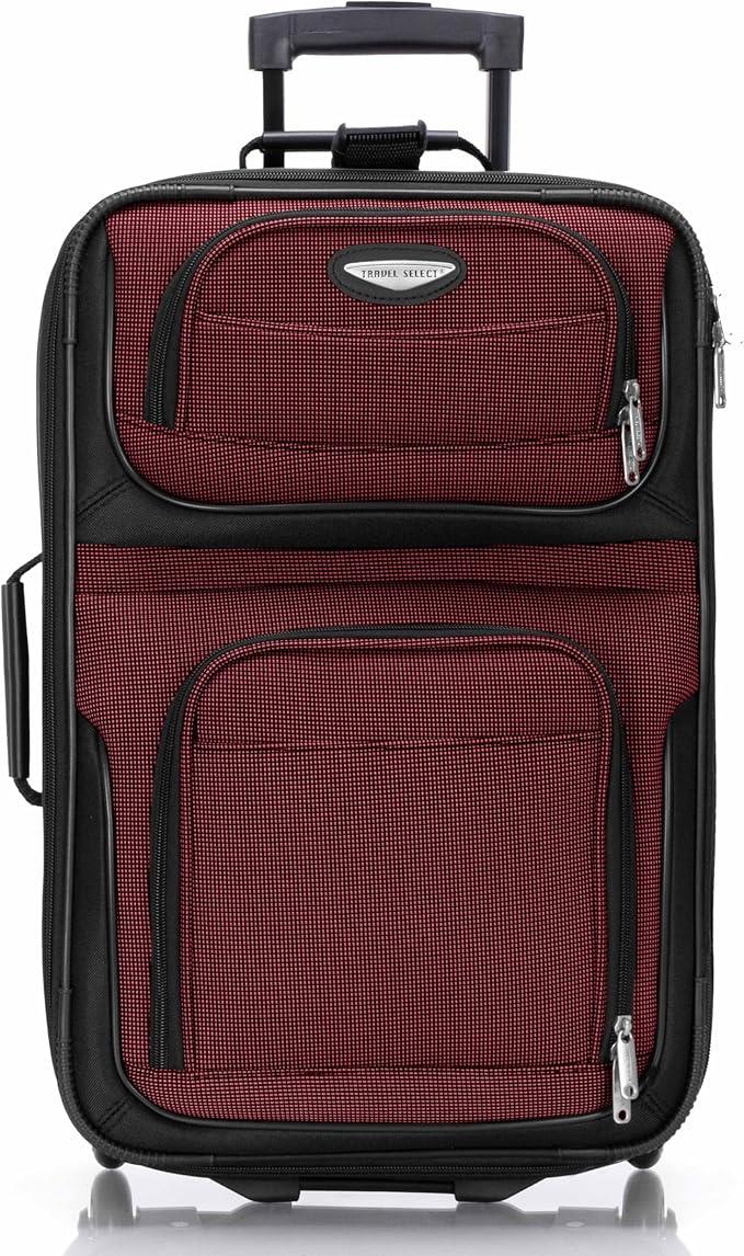 Travel Select Amsterdam Softside Expandable Rolling Luggage Set, 2-Piece Upright Suitcases with 2-Wheel Design, Lightweight Durable Polyester, Burgundy