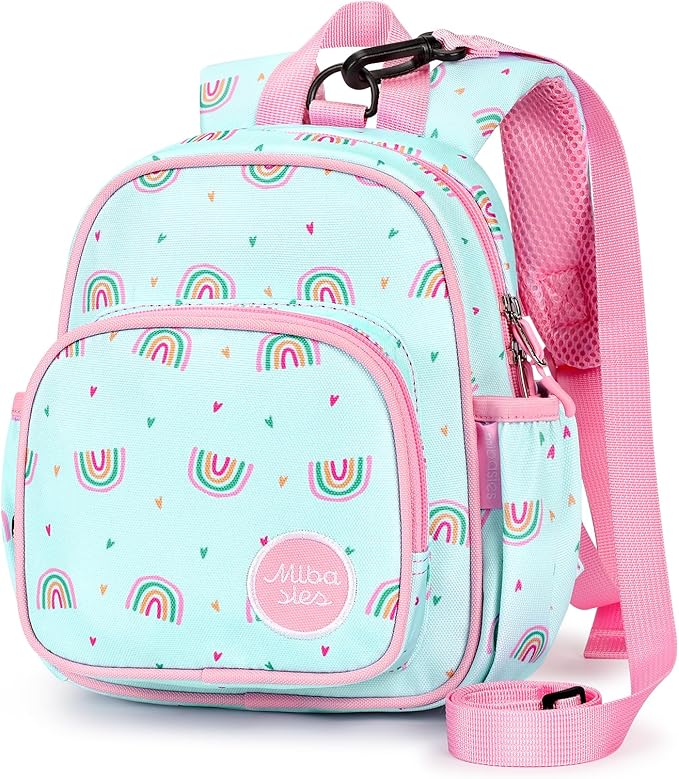 mibasies Backpack Leash for Toddlers 1-3: Baby Backpack for Girls with Anti-Lost Harness - Rainbow