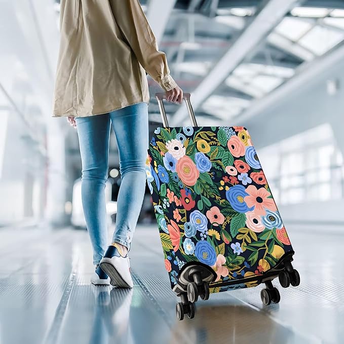 Travel Luggage Cover Suitcase Protector Fits 18-32 Inch Wheel Covers PatternedTravel Related Items Flower Luggage Protector Elastic L