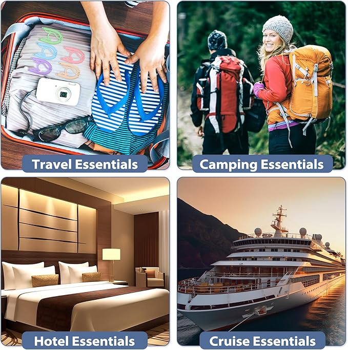 36 Pcs Travel Hangers Portable Foldable Travel Hanger Organizer, Plastic Cruise Ship Essentials Clothes Folding Hangers for Camping Flying RV Europe Vacation Essentials Suitcase, Pastel Multi