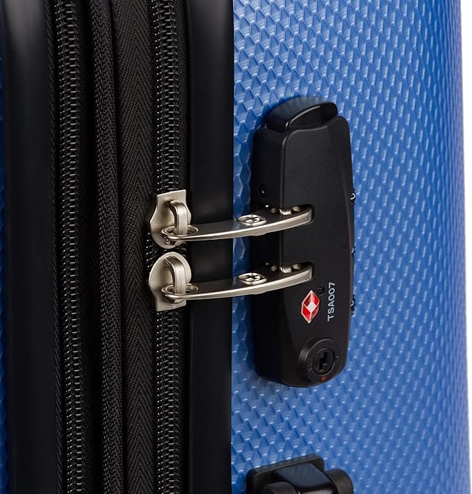 SwissGear 7272 Energie Expandable Hardside Luggage with Spinner Wheels and TSA Lock, Periwinkle Blue, Checked-Medium 24-Inch