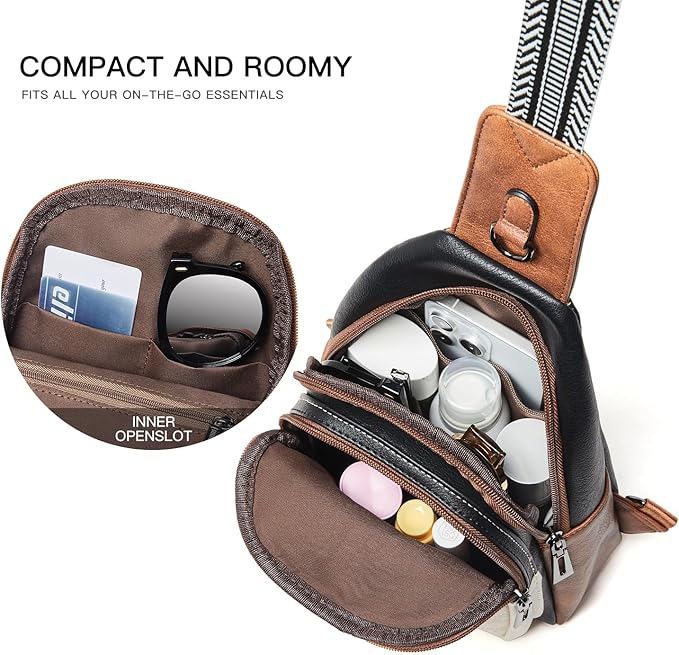 Sling Bag For Women Fanny Pack Crossbody Travel Shoulder Belt Bags Tote Backpack Purse Faux Leather