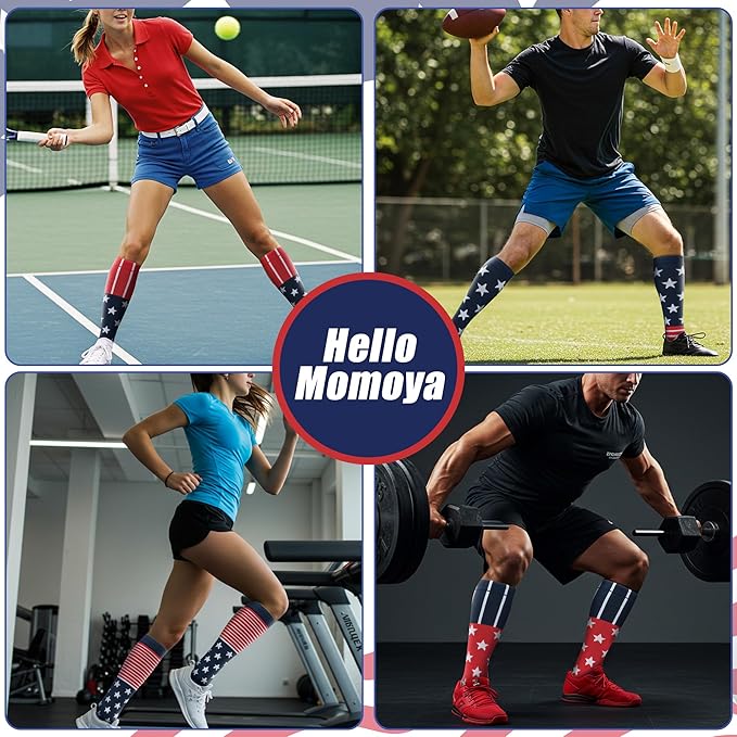 Compression Socks for Women Men Circulation Knee High 8 Pairs for Nurses, Running, Travel, Athletic