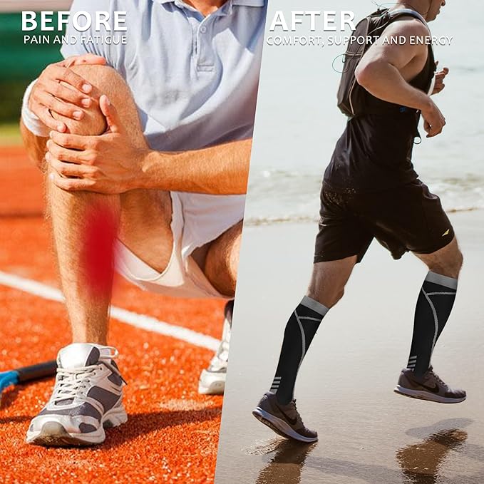 Compression Socks for Women Men Circulation Knee High 8 Pairs for Nurses, Running, Travel, Athletic