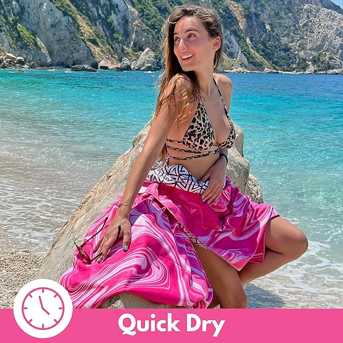 ECCOSOPHY Microfiber Beach Towel - Sand Free Towels are Quick Dry, Light Weight, Super Absorbent - Perfect Pool, Travel, Cruise, Camping Essentials - Oversized Extra Large for Adults 71x35 in
