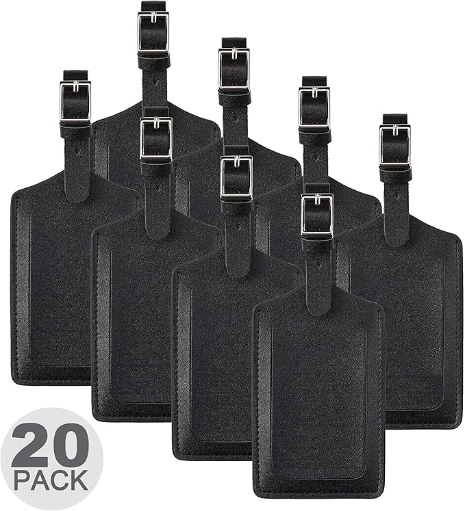 8 Pack Leather Luggage Travel Bag Tags by Travelambo