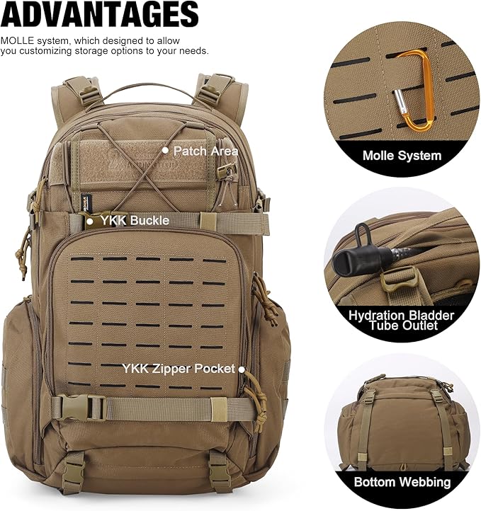 Mardingtop 35L Molle Tactical Military Backpack for Men，Cordura Backpack for Hiking,Camping,Survival