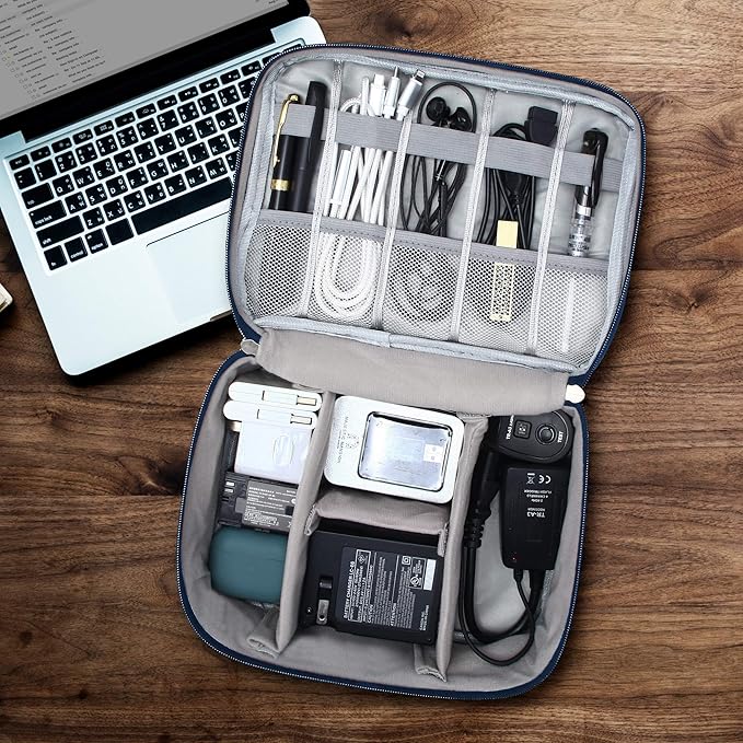Electronics Organizer Travel Universal Cable Organizer Bag Waterproof Electronics Accessories Storage Cases for Cable, Charger, Phone, USB, SD Card, Hard Drives, Power Bank, Cords