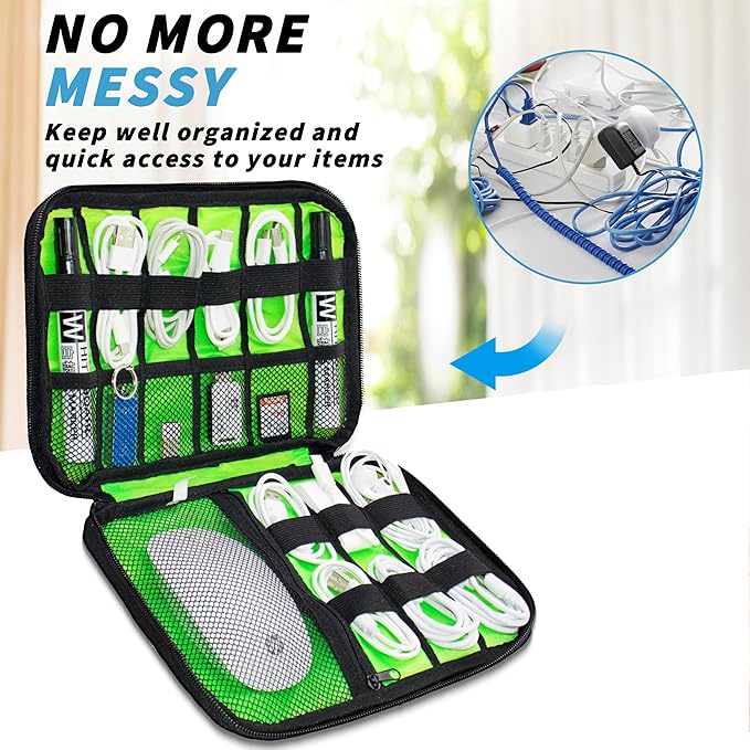 Electronics Organizer,Travel Cord Organizer Pouch, Portable Cable Organizer Bags,Travel Electronic Accessories Storage Case for Cables, Cords, Charger, Phone (Rosered)